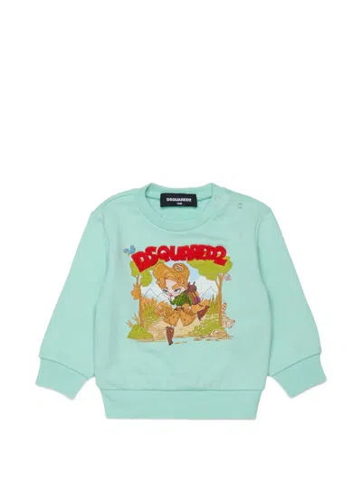 Dsquared2 Babies' Cartoon-embroidered Sweatshirt In Green