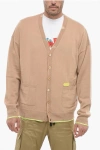 Dsquared2 Cashmere Blend Cardigan Wiith Distressed Detail In Beige