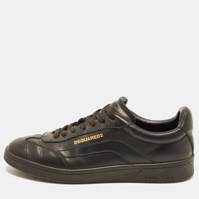 Pre-owned Dsquared2 Cassetta Size 44 Black Leather Low Top Sneakers