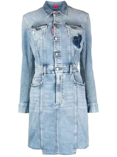 Dsquared2 Casual Midi Dress In Classic Denim Design In Blue