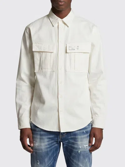 Dsquared2 Casual Shirt In Cotton With French Collar And Flap Pockets In White