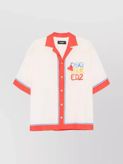 Dsquared2 Casual Shirt With Contrast Collar And Trim In White