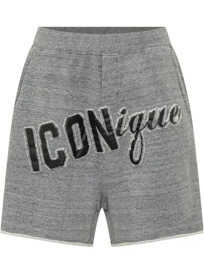 Dsquared2 Casual Shorts With Unique Stampaint Design In Gray