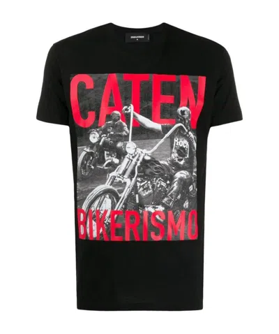 Dsquared2 Caten Bikerismo Print T-shirt In Black