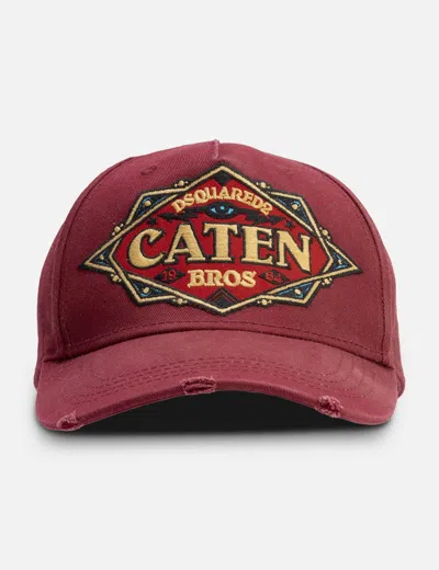 Dsquared2 Caten Bros Cap In Burgundy