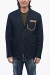 Dsquared2 Caten Bros Denim Blazer With Visible Stitching In Blue