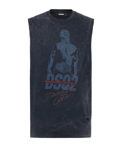 Dsquared2 Caten Bros T-shirt In Black Olives