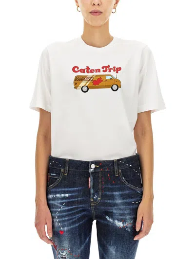 Dsquared2 Caten Trip Ranny T-shirt In White