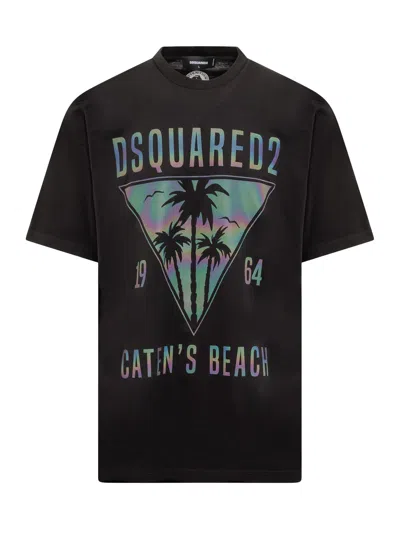 Dsquared2 Catens Beach T-shirt In Black