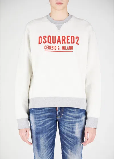 Dsquared2 Embroidered Logo Sweatshirt In White