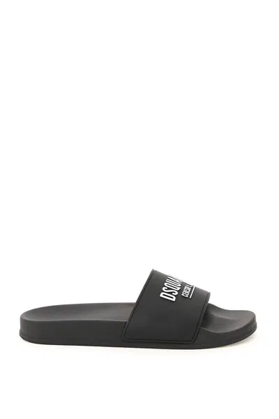 Dsquared2 Rubber Slide Sandals In Black