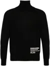 Dsquared2 Man Turtleneck Black Size L Wool In Black