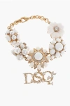 Dsquared2 Chain Bracelet With Flower Shaped Rhinestone Charms