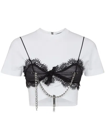 Dsquared2 T-shirt Mit Kettendetail In Weiss