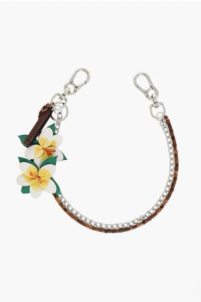 Dsquared2 Chain For Trousers With Leather Flowers In Multi