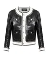 Dsquared2 Chain Trim Leather Jacket In Black