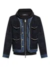 Dsquared2 Chain-trimmed Tweed Jacket In Blue