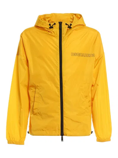 Dsquared2 Slightly Loose-fit Windbreaker With Drawstring Hood In Gold