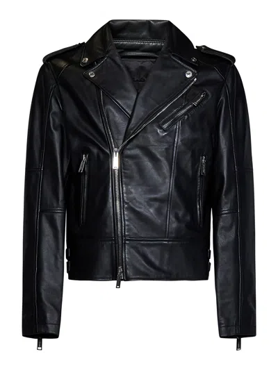 Dsquared2 Leather Jacket In Negro