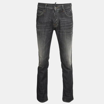 Dsquared2 Charcoal Grey Washed Denim Jeans S Waist In Black