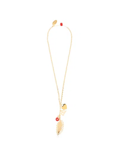 Dsquared2 Charm-detail Leaf-pendant Necklace In Gold