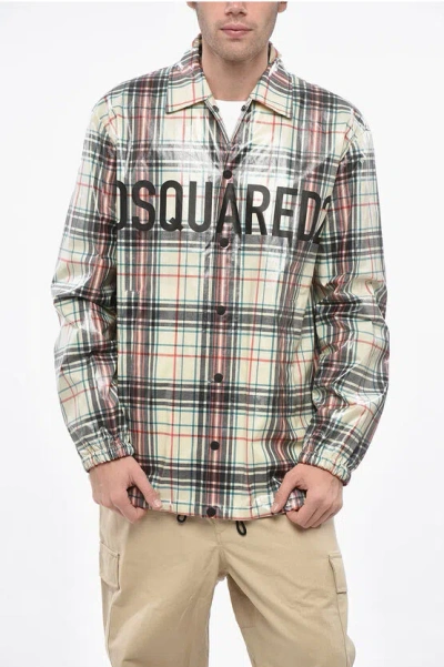 Dsquared2 Check Brushed Cotton Coach Overshirt In Multi