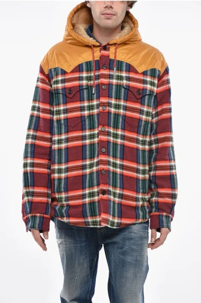Dsquared2 Check Canadian Overshirt With Hood And Padded Detail In Multi