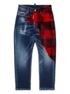 Dsquared2 Check-pattern Jeans In Blue