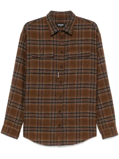 Dsquared2 Check-pattern Shirt In Brown