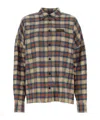 Dsquared2 Checked Cotton Overshirt With Leather Logo In Multicolor