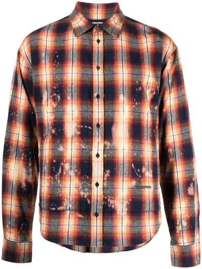 Dsquared2 Check-pattern Shirt In Orange