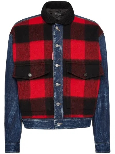 DSQUARED2 CHECK-PRINT DENIM JACKET