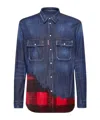Dsquared2 Check-print Denim Shirt In Blue