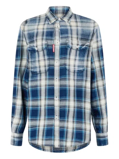Dsquared2 Check Shirt In Blue