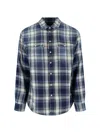 Dsquared2 Checked Pattern Shirt With Pockets And Collar In Blue