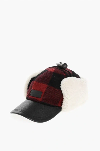 Dsquared2 Checked Cap With Leather Detail