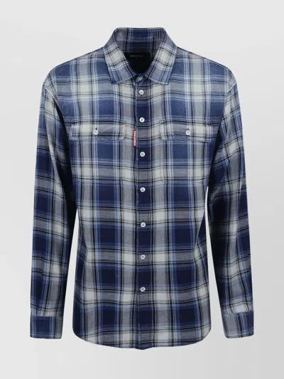 Dsquared2 Checked Cotton Shirt With Vintage Washed Effect