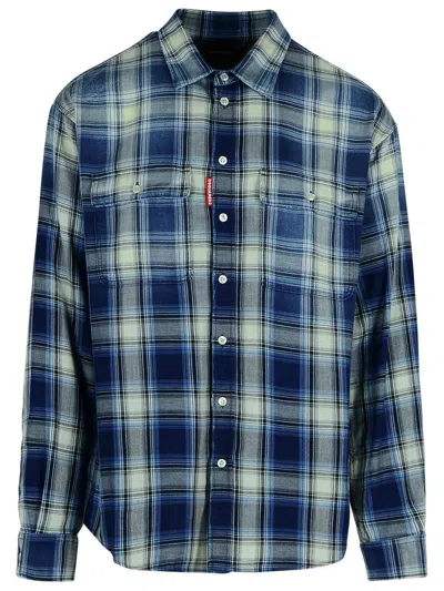 Dsquared2 D2 Washed Check Cotton Shirt In Multi