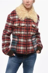 Dsquared2 Checked Flannel Jacket With Real Fur Collar In Red