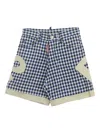 Dsquared2 Checked Logo-patch Shorts In Blue