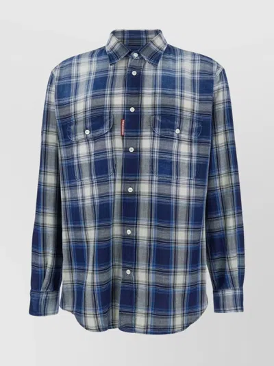 DSQUARED2 CHECKED PATTERN SHIRT WITH POCKETS AND COLLAR