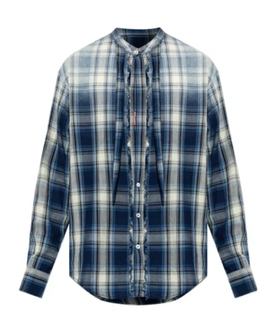 Dsquared2 Checked Ruffled Shirt In Brown