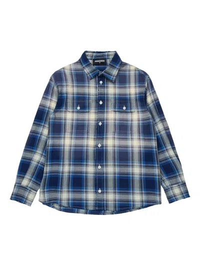 Dsquared2 Kids' Checked Shirt In Blue