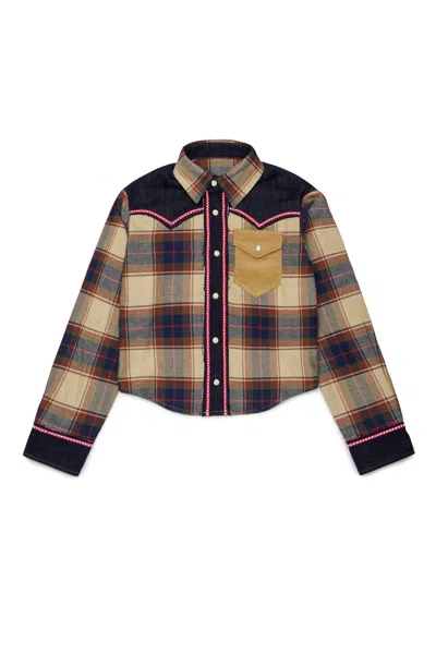 Dsquared2 Kids' Checked Shirt With Logo In Multi