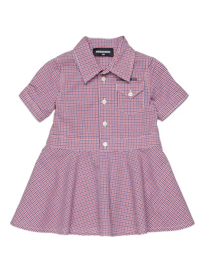 Dsquared2 Babies' Checked Short-sleeve Dress In Pink