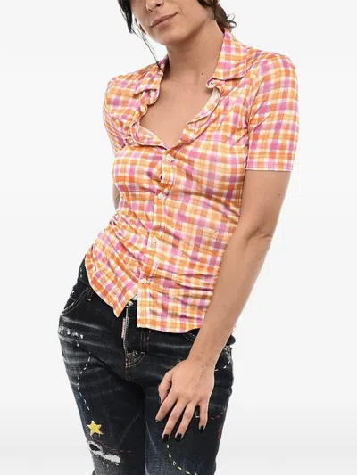Dsquared2 Checked Short-sleeve Multi Shirt In Neutral