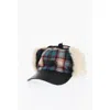 Dsquared2 Checked Wool Blend Deerstalker Hat With Textured Leater Viso