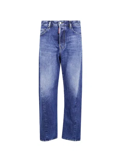 Dsquared2 Checked-pocket Wide-leg Jeans In Blue