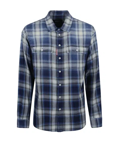 DSQUARED2 DSQUARED2 CHECKED DROPPED SHOULDER SHIRT