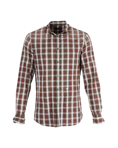 Dsquared2 Checkered Shirt With Elbow Patch In Multicolor Cotton